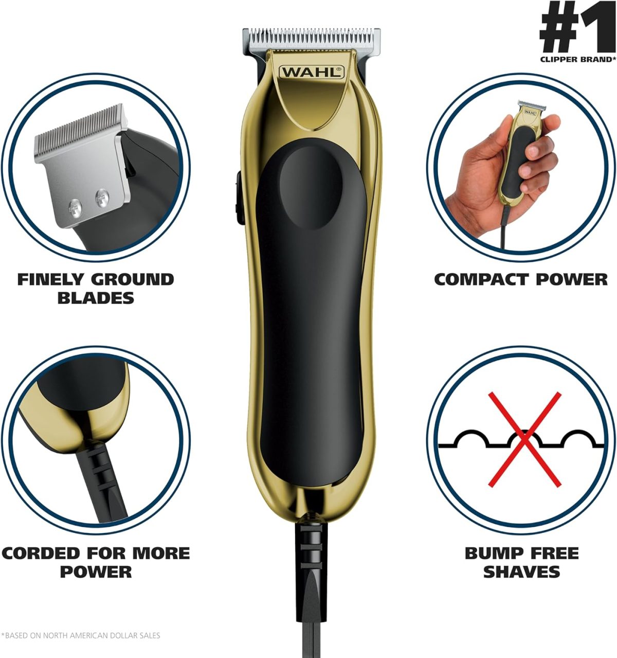 ⁦Wahl T-Pro Corded Compact Beard Trimmer with Diamond Finished T Blade for Bump Free Precision Outlining, Detailing, Trimming, and Shaving - Model 9307-300⁩ - الصورة ⁦2⁩