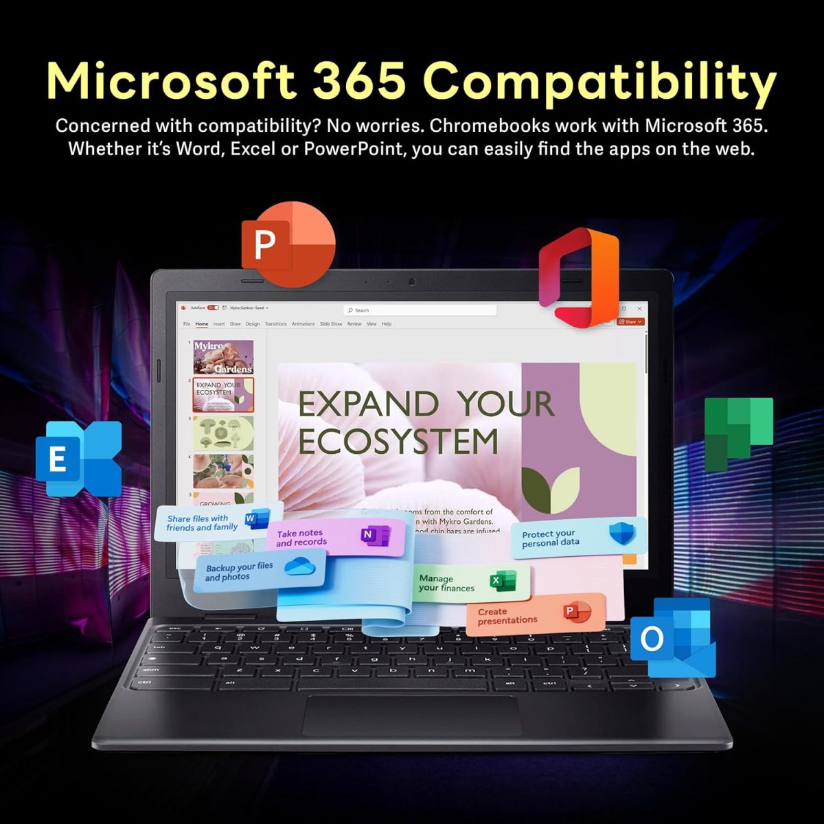 ⁦acer Chromebook 311 11.6" HD Laptop, Intel Celeron N4500 Processor, 4GB LPDDR4X RAM, 224GB Storage (64GB eMMC+160GB Docking Station Set), Intel UHD Graphics, Wi-Fi 5, Chrome OS, Black⁩ - الصورة ⁦6⁩
