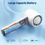 ⁦Portable Handheld Fan, 3000mAh Rechargeable Mini Turbo Fan with Digital Display, 13000 RPM High Speed, Speed Adjustable, Travel Essentials White⁩ - الصورة ⁦4⁩