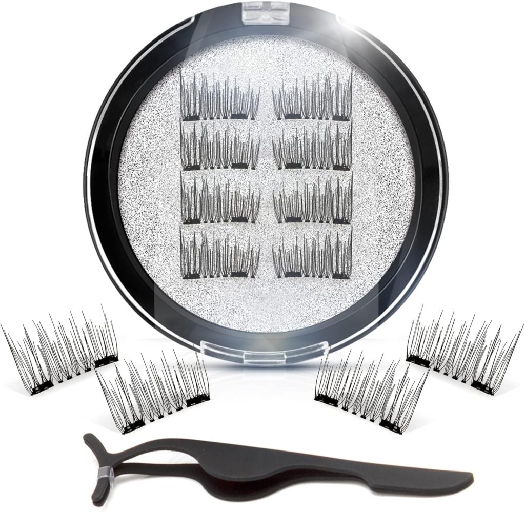 Joyzzz Magnetic Lashes, 8 PCS Reusable Magnetic Eyelashes with Applicator and Storage Box, Glue Free False Eyelashes with Natural 3D Effect, Cosmetics Perfect for Daily Use and Special Occasions