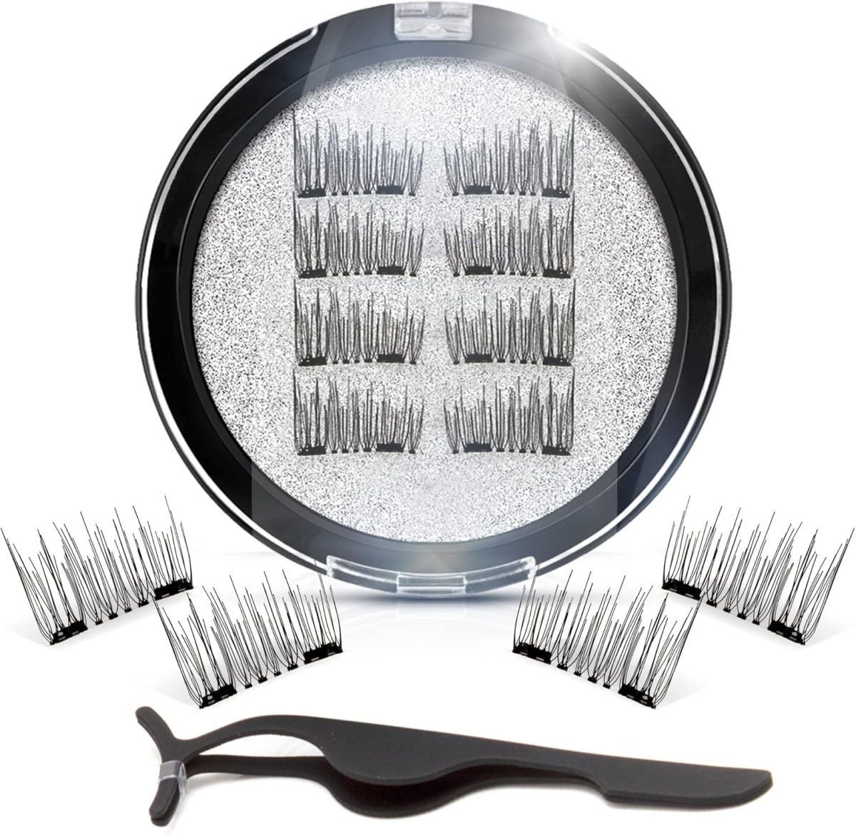 Joyzzz Magnetic Lashes, 8 PCS Reusable Magnetic Eyelashes with Applicator and Storage Box, Glue Free False Eyelashes with Natural 3D Effect, Cosmetics Perfect for Daily Use and Special Occasions