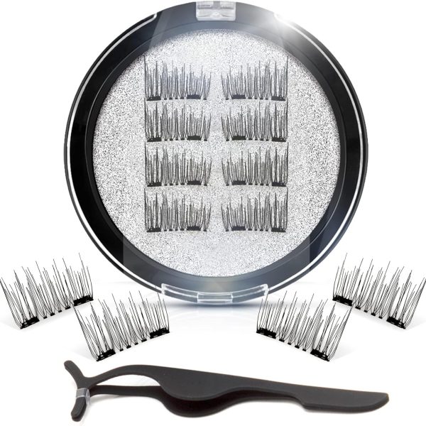 Joyzzz Magnetic Lashes, 8 PCS Reusable Magnetic Eyelashes with Applicator and Storage Box, Glue Free False Eyelashes with Natural 3D Effect, Cosmetics Perfect for Daily Use and Special Occasions
