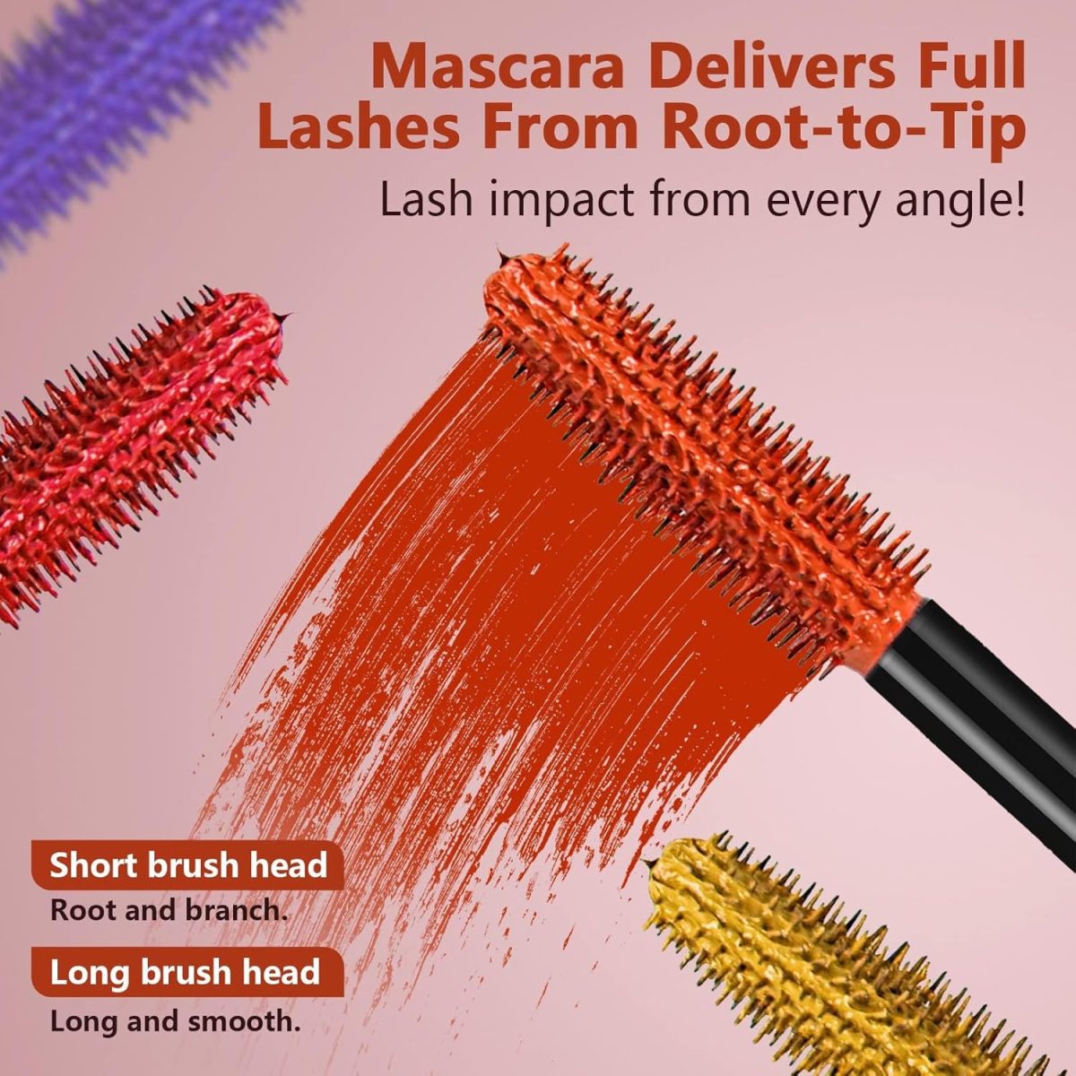 ⁦Colored Mascara Set, 6 Colors Colored Mascara Set, Washable Makeup Volumizing for Eyelashes Charming Long Lasting Colorful for Eyelashes Eye Makeup⁩ - الصورة ⁦4⁩