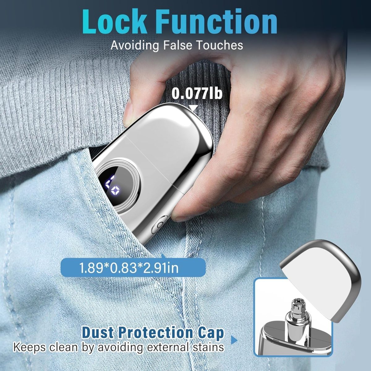 ⁦Nose Hair Trimmer, Electric Nose & Ear Hair Trimmer, Battery Indicator&Lock Button, Rechargeable Mini Nose Trimmer, Dual Edge Blades⁩ - الصورة ⁦6⁩