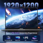 ⁦لابتوب 16 انش من ايسماجيك يعمل بمعالج N95 ذاكرة RAM DDR4 16GB وSSD 512GB FHD 1920×1200P نوع C بطارية 38 واط في الساعة واي فاي بلوتوث 5.0 تقليدي للاحتياجات اليومية⁩ - الصورة ⁦2⁩