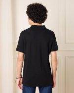 ⁦REDTAG Senior Boys Black Solid Polo T-Shirt Set (Pack of 2)⁩ - الصورة ⁦3⁩
