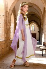 ⁦BesserBay Girls Greek Halloween Toga Elegant Goddes Dress 4-12 Years⁩ - الصورة ⁦4⁩
