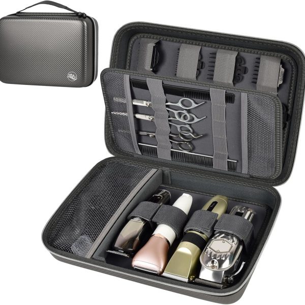 Boobowl Hard Travel Case for Hair Clippers, Hair Cutting Barber Supplies Organizer Bag, Trimmer Storage Holder for Ufree/for Wahl Men Razor Guard Grooming Kits -Box Only (Dark Grey)