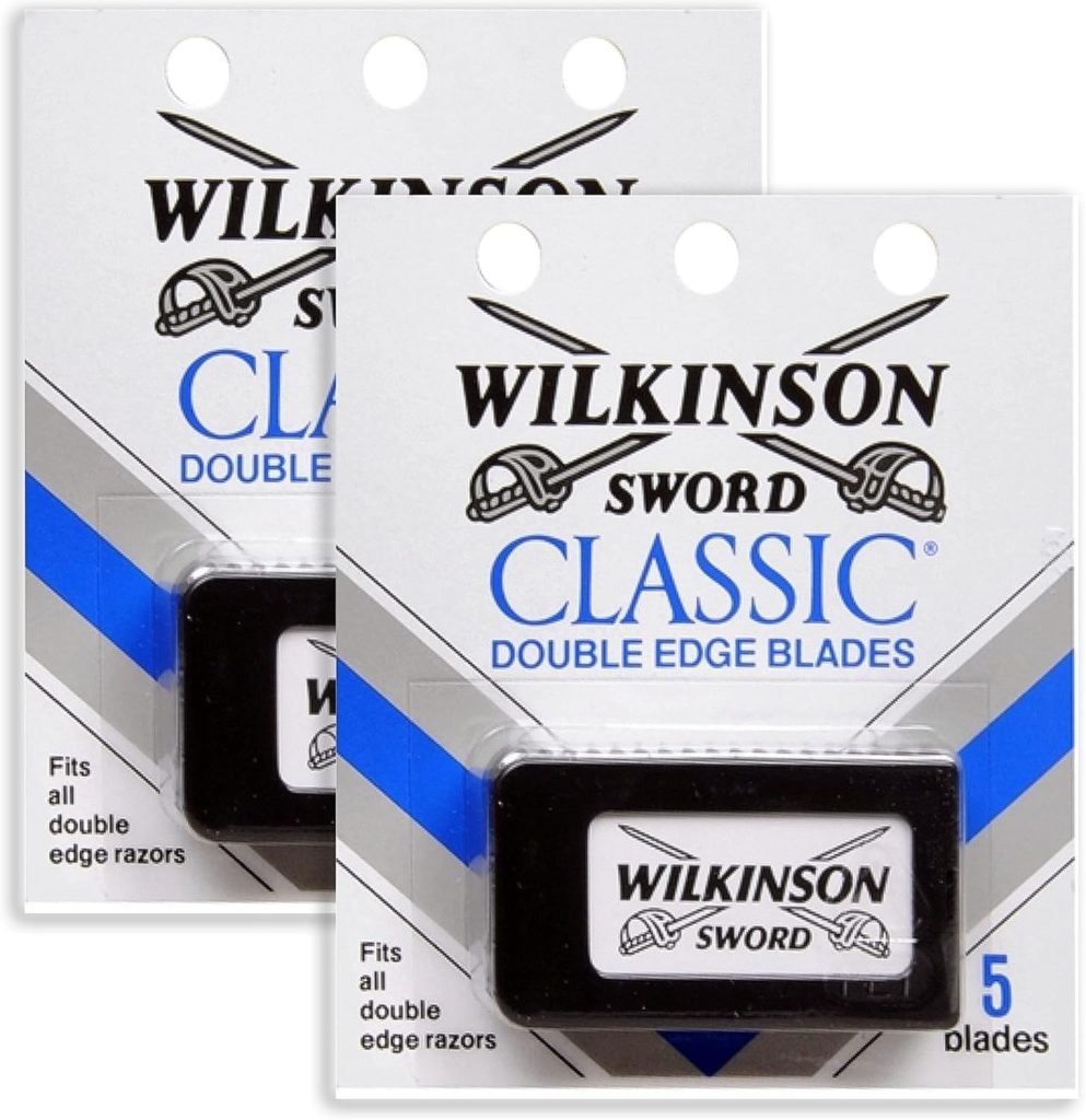 شفرات حلاقة ويلكنسون سيف كلاسيك مزدوجة الحافة - (عبوة من قطعتين)