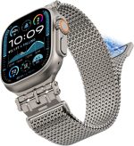 KASTWAVE Magnetic Milanese Loop Ban, Compatible with Apple Watch Band Ultra 2/Ultra 49mm 46mm 45mm 44mm Men Women, Adjustable Strap, for iWatch SE Series 10/9/8/7/6/5/4