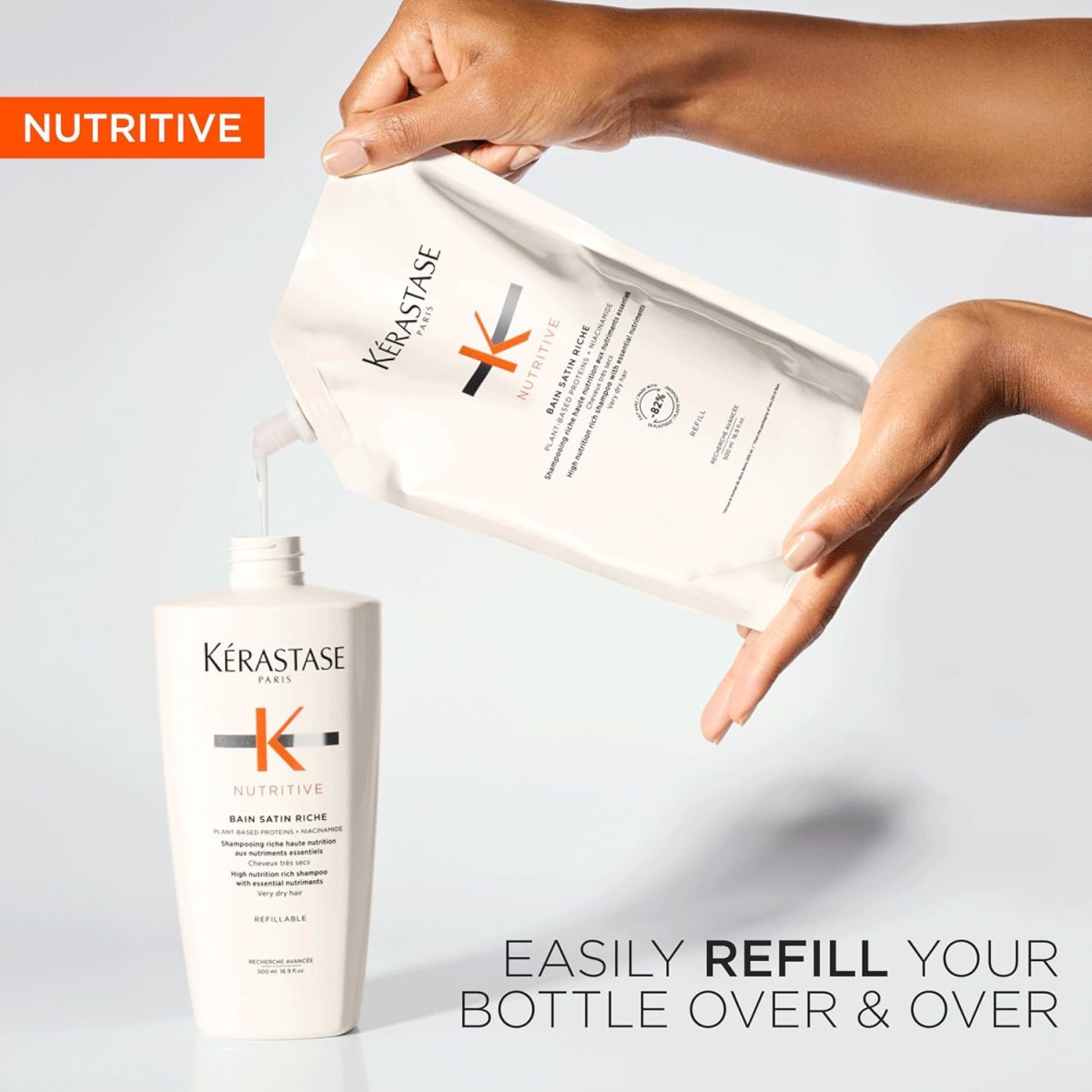 ⁦Kérastase Nutritive Hydrating Shampoo for Dry Hair Refill Pouch 500ml⁩ - الصورة ⁦3⁩
