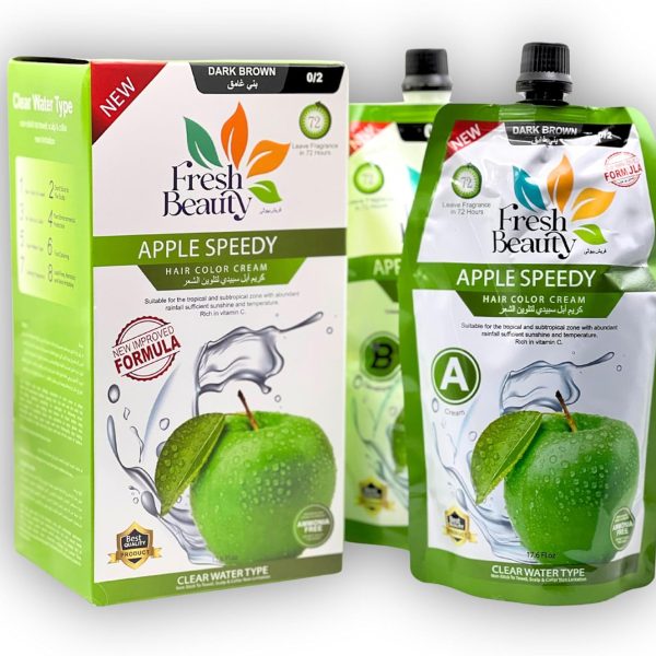 Fresh Beauty Apple Speedy Hair Color Dark Brown 0/2 Ammonia Free 500ml + 500ml