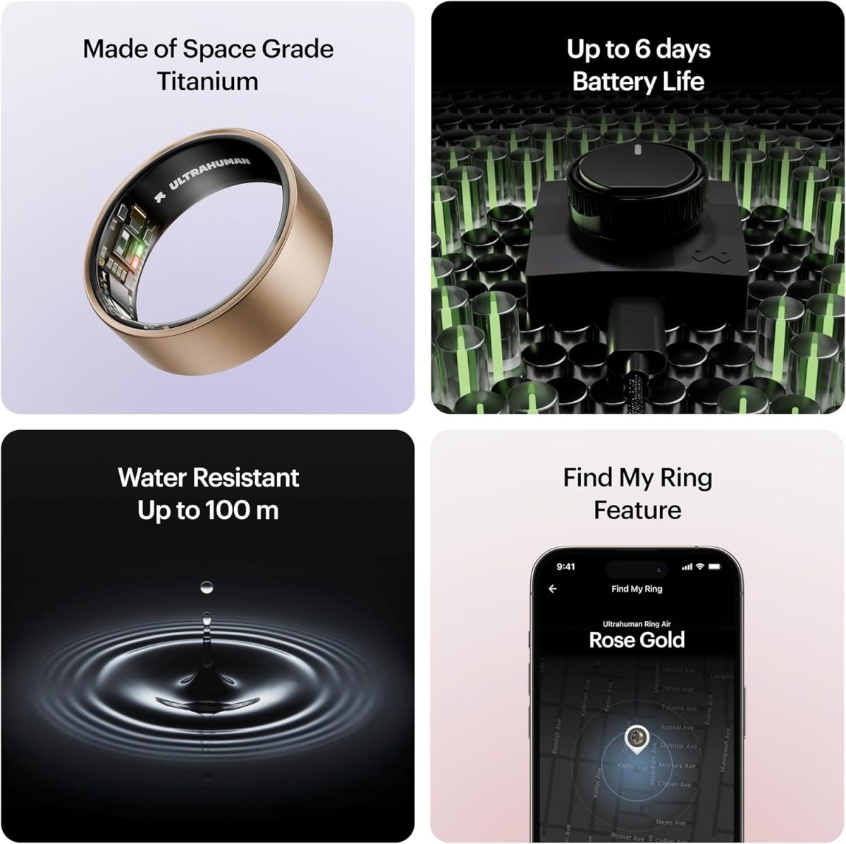 ⁦ULTRAHUMAN Ring AIR – Sleep and Fitness Tracker, Smart Ring for Men and Women, No app fee for standard features, Up to 6 days battery life (Size 8)⁩ - الصورة ⁦7⁩