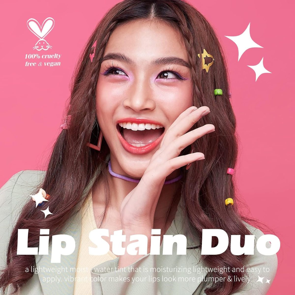 ⁦Excefore Lip Stain, 2 Pcs Vivid High Pigment Lip Tint, Long Lasting Moisturizing & Non-sticky Finish Water Lip Tint to Hydrate your Lips, 0.4 fl.oz⁩ - الصورة ⁦6⁩