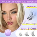 ⁦ALICE Eyelashes Individual Kit Natural Cluster Lashes Kit Clear Band Wispy Lash Extension Kit Cluster Eyelash Extension Kit with 135pcs C Curl 10-14mm Eyelash Clusters Bond and Seal DIY at Home⁩ - الصورة ⁦3⁩