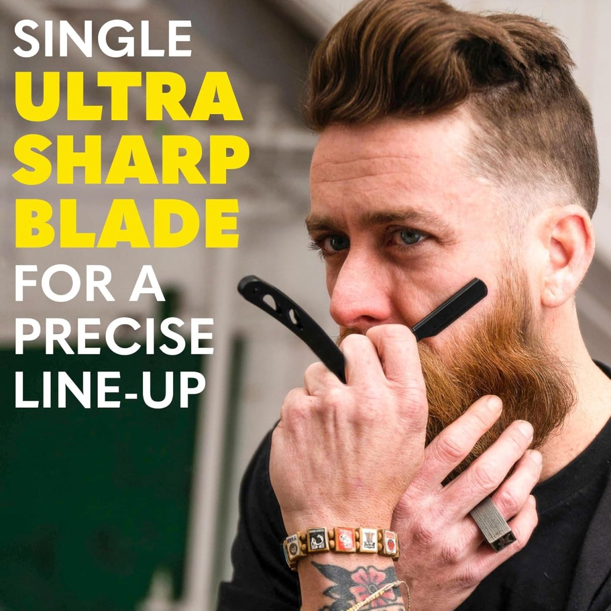 ⁦Khazna Straight Razor for Men - Premium Single Derby Blade Cutthroat Razor - 10 Replaceable Stainless Steel Blades - Barber Straight Edge Razor Kit - Navajas Para Barbero - Includes Leather Case⁩ - الصورة ⁦3⁩