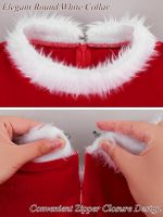⁦AOTHSO 5 Pack Girls Christmas Santa Suit Dress Velvet Dress Costume with Belt Over Knee Socks Hat Gloves Santa Claus Cosplay⁩ - الصورة ⁦4⁩