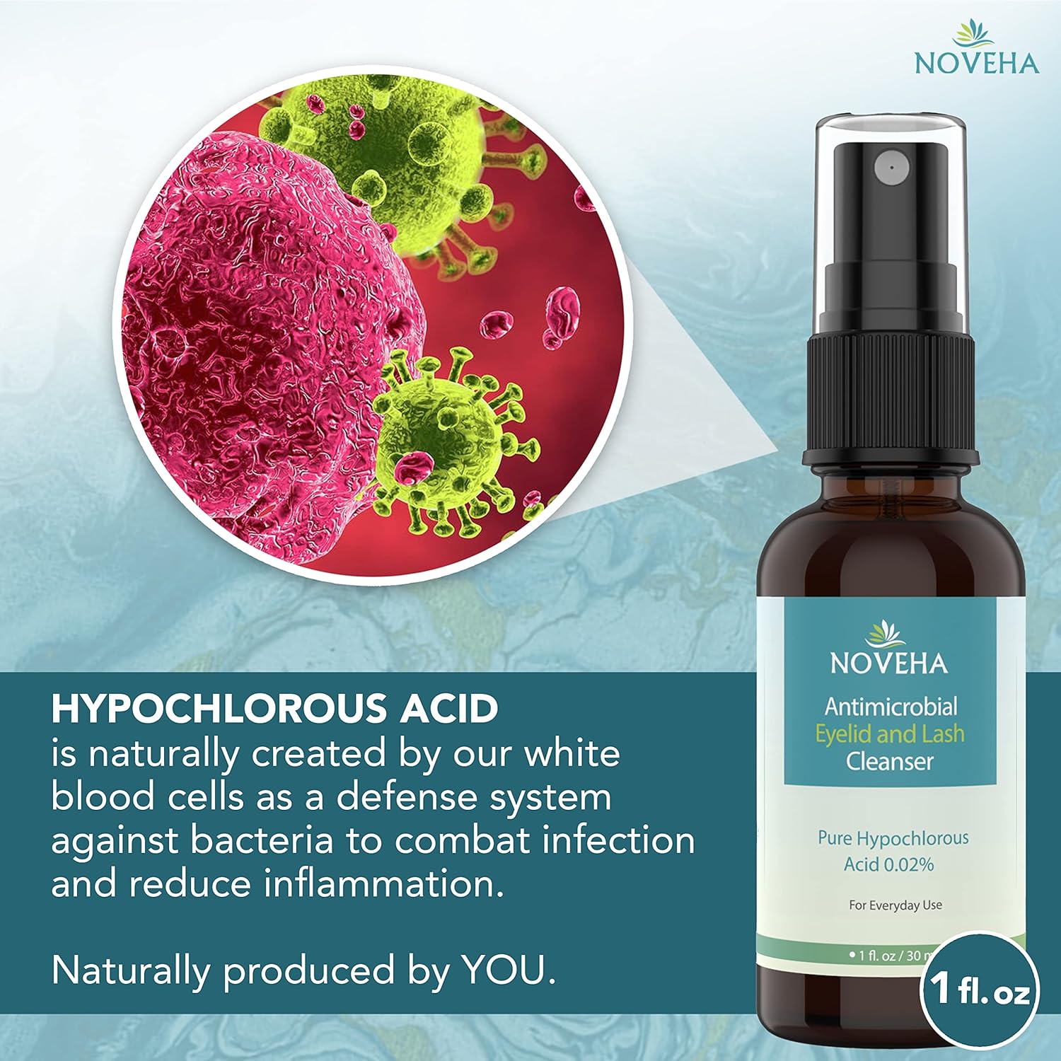 81aKleXF2uL._AC_SL1500_.jpg منظف الجفن والرموش المضاد للميكروبات - تركيبة مهدئة سريعة المفعول ، راحة فعالة من التهيج وجفاف العيون والتهاب الجفن والتهاب الجفن ، بخاخ حمض هيبوكلوروس النقي واللطيف ، 30 مل (1.01 أوقية) - الصورة 3