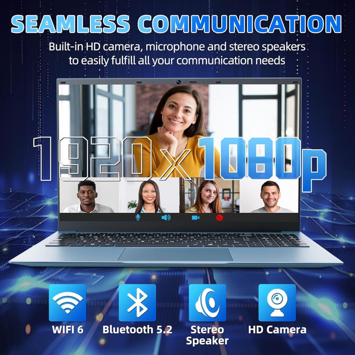 ⁦Naclud 15.6 Inch Laptops, Laptop Computers with 4GB RAM 128GB SSD, Celeron N5095 Quad-Core CPU(Up to 2.9GHz), 1920×1080 FHD IPS, Support WiFi6, 53Wh Battery, USB 3.2 * 3, HDMI, Type-C⁩ - الصورة ⁦5⁩