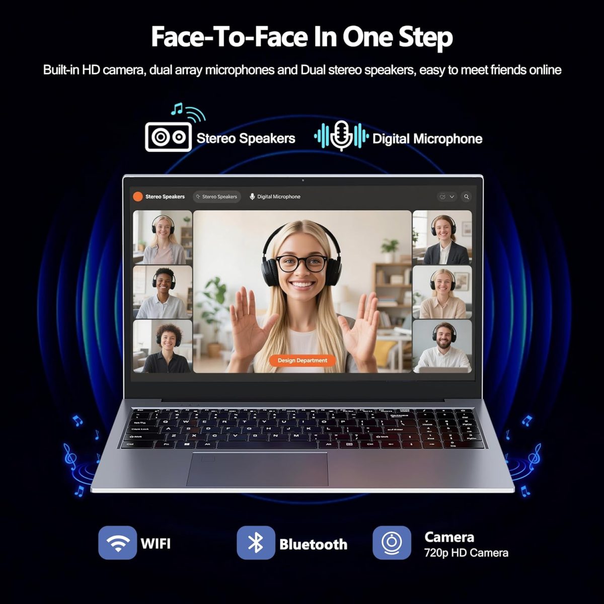 ⁦ZOLWAYTAC Gaming Laptop,15.6" FHD IPS 1920x1080(180° Viewing Angle),N100 CPU up to 3.2GHz,16GB DDR4+512GB SSD, WiFi &BT, USB 3.2 x3,Supports Type-C Charging,Aluminum Laptop Computer, Space Gray⁩ - الصورة ⁦5⁩