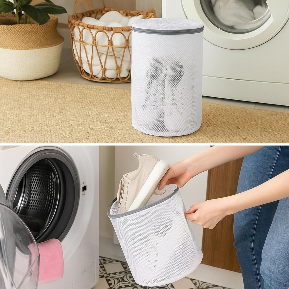 ⁦Kimmama Shoe Washing Machine Bag, Laundry Bags Mesh Wash Bags, Net Washer Sack with Zipper, Dryer Pouch for Cleaning and Drying Footwear, Sneaker, Trainers, Plimsolls, Slippers, Gym, Running, Tennis⁩ - الصورة ⁦7⁩