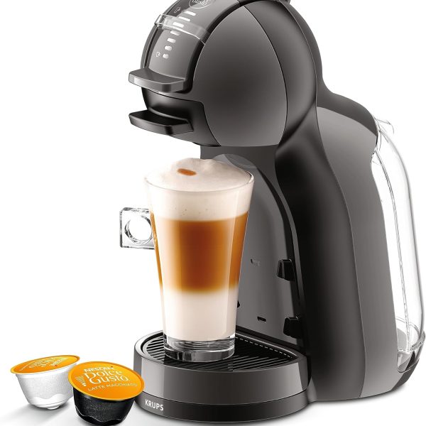 ماكينة تحضير كبسولات القهوة نسكافيه دولتشي غوستو من كروبس 15 بار متعددة المشروبات المدمجة ايقاف تلقائي حجم مشروب قابل للتعديل ميني مي KP123810 الرجوع إلى ورقة الشركة المصنعة أسود أنثراسايت