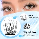 ⁦PHKERATA Natural Lash Clusters Wispy Eyelash Clusters 110Pcs Cluster Eyelash Extensions C Curl Individual Lashes 10-16MM Mix Length Natural Look Lashes Clusters with Thin Lash Band⁩ - الصورة ⁦3⁩
