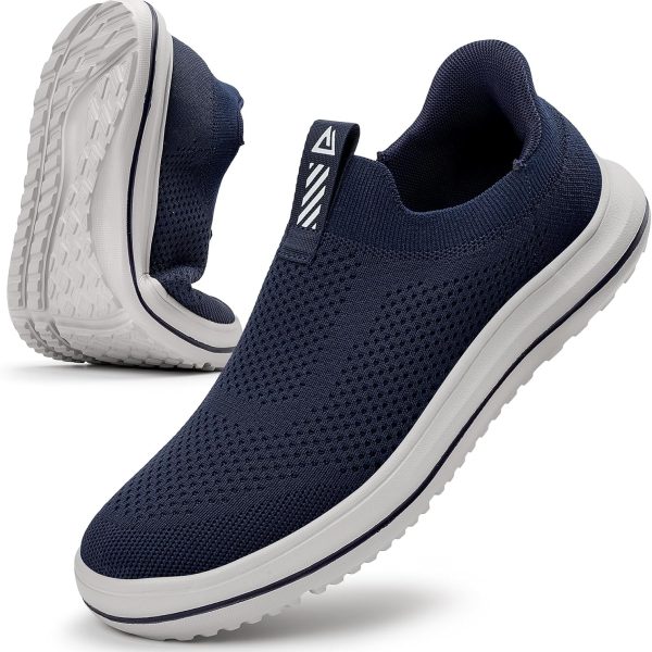 MrToNo Slip On Sneakers Men's Without Laces Shoes Hands-Free Running Shoes Lightweight Breathable Outdoor Sports Shoes Leisure Road Running Shoes