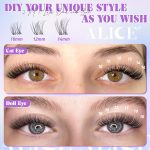 ⁦ALICE Eyelashes Individual Kit Natural Cluster Lashes Kit Clear Band Wispy Lash Extension Kit Cluster Eyelash Extension Kit with 135pcs C Curl 10-14mm Eyelash Clusters Bond and Seal DIY at Home⁩ - الصورة ⁦9⁩