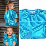 ⁦قمصان ميتاليك باكمام للذراع، بلوزة قصيرة لامعة للرقص والمهرجانات والازياء التنكرية للبنات بعمر 4-15 سنة⁩ - الصورة ⁦5⁩