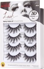 ⁦KISS Lash Couture Triple Push Up Collection Multipack, 3D Volume False Eyelashes, Triple Design Technology, Multi-Angles & Lengths, Cruelty-Free, Contact Lens Friendly, Reusable, Style Robe, 4 Pairs⁩ - الصورة ⁦3⁩