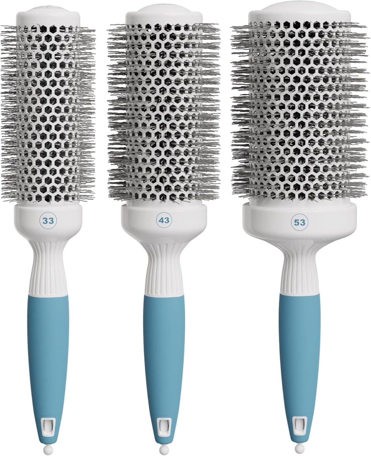 Osensia Professional Blow Drying Brush Set - Ceramic Ionic Thermal Brushes for Styling Wet Hair, 3 Round Brushes with Travel Bag for Women