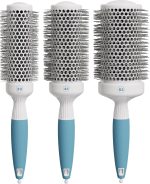 Osensia Professional Blow Drying Brush Set - Ceramic Ionic Thermal Brushes for Styling Wet Hair, 3 Round Brushes with Travel Bag for Women