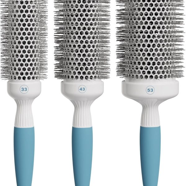 Osensia Professional Blow Drying Brush Set - Ceramic Ionic Thermal Brushes for Styling Wet Hair, 3 Round Brushes with Travel Bag for Women