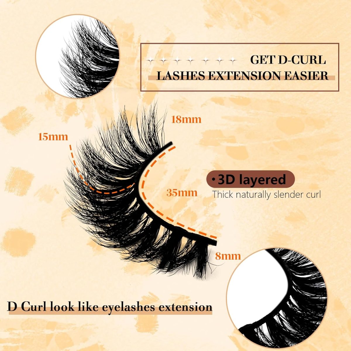 ⁦Hushlibaby Faux Mink Lashes Fluffy 3D False Eyelashes 18mm Wispy Volume Lashes that Look Like Extensions 5 Pairs Strip Lashes by FOINEMYED⁩ - الصورة ⁦3⁩