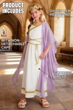 ⁦BesserBay Girls Greek Halloween Toga Elegant Goddes Dress 4-12 Years⁩ - الصورة ⁦3⁩