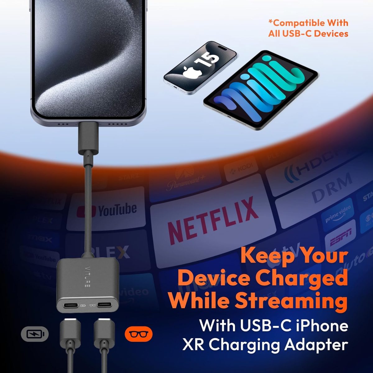 ⁦VITURE USB- C XR Charging Adapter for USB-C iPhone, Enabling Multi-Screen, Enhanced 3DoF, Spatial 3D, VR Video Features, Fits iPhone 17/16/15, Charge and Play for Other Devices⁩ - الصورة ⁦4⁩