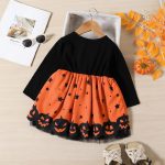 ⁦LIKPOJA Toddler Girls Witch Halloween Clothes Set Pumpkin Outfit Dresses 2 Pieces Hooded Cape for 1-5 Years Kids(Pumpkin Dress B,2-3 Years)⁩ - الصورة ⁦2⁩