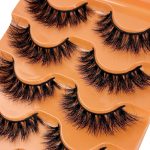 ⁦Hushlibaby Faux Mink Lashes Fluffy 3D False Eyelashes 18mm Wispy Volume Lashes that Look Like Extensions 5 Pairs Strip Lashes by FOINEMYED⁩ - الصورة ⁦5⁩