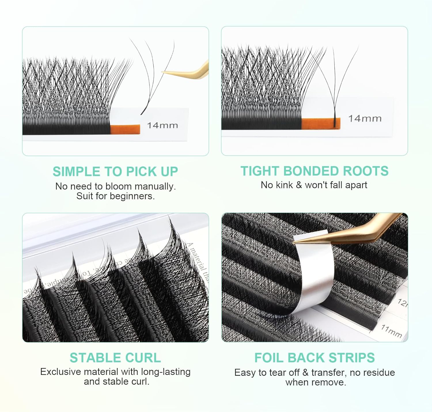 81kkOeRXkL._AC_SL1500_.jpg NAGARAKU W Eyelash Extension 3D Volume Premade 0.07mm C curl 8-12mm mix Faux Mink Matte Black Cluster Easy Fanning yy Eye Lashes - الصورة 4