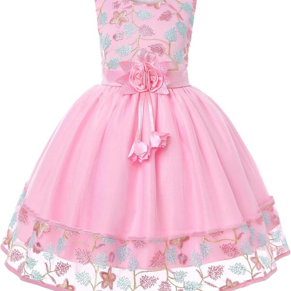 Azonee Elegant Princess Dress for Girls Age 5-6 – Light Purple Special Occasion Dress for Kids, Ideal for Birthday Party, Holiday, or Formal Events (130cm)