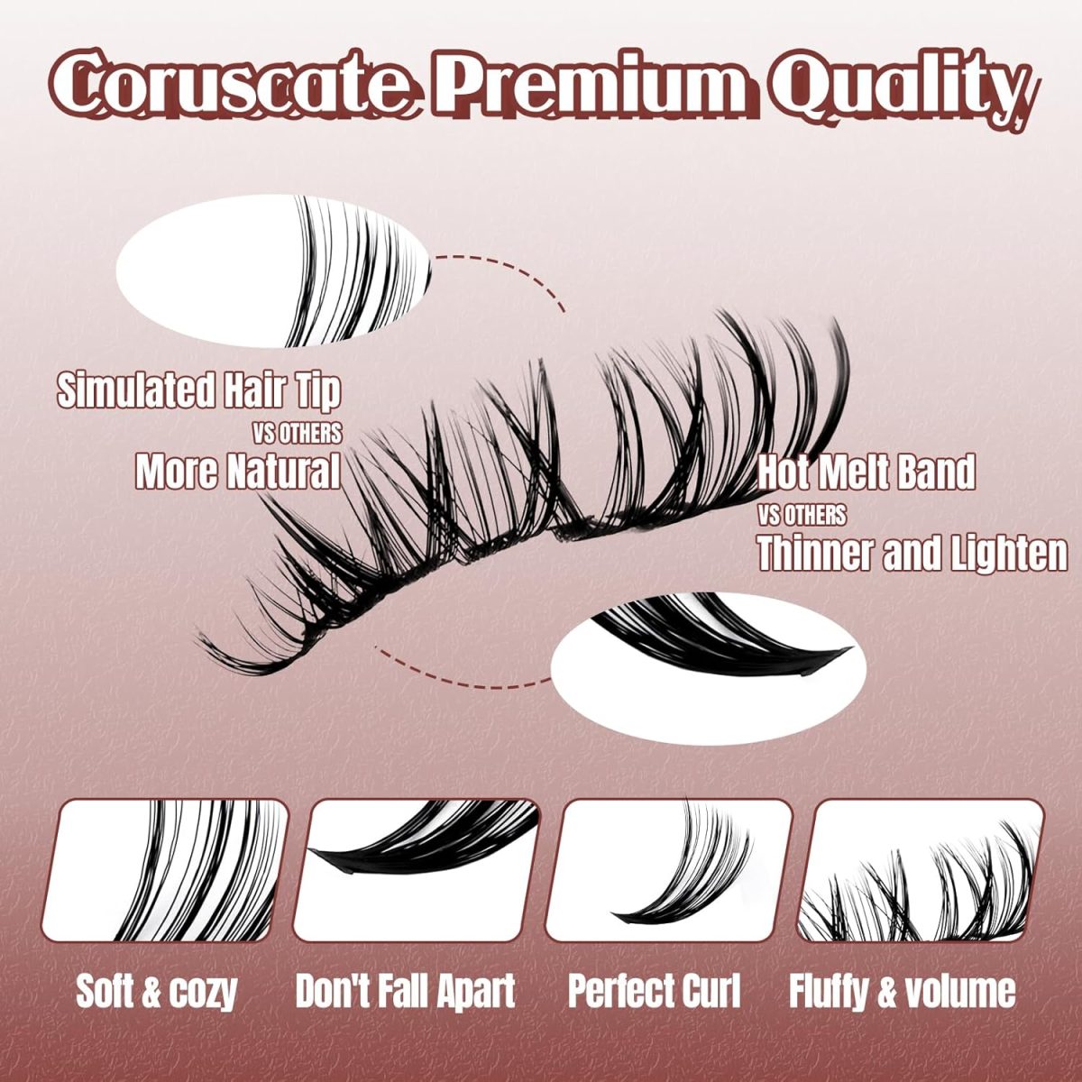 ⁦MozyVex DIY D Curl Lash Clusters Kit 280pcs Wispy & Fluffy Lash Clusters (30D+40D Mix) Cluster Eyelash Extensions Kit with Tweezers 8-16mm False Eyelashes for Natural Volume & Effortless Daily Use⁩ - الصورة ⁦5⁩