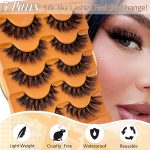⁦Hushlibaby Faux Mink Lashes Fluffy 3D False Eyelashes 18mm Wispy Volume Lashes that Look Like Extensions 5 Pairs Strip Lashes by FOINEMYED⁩ - الصورة ⁦4⁩