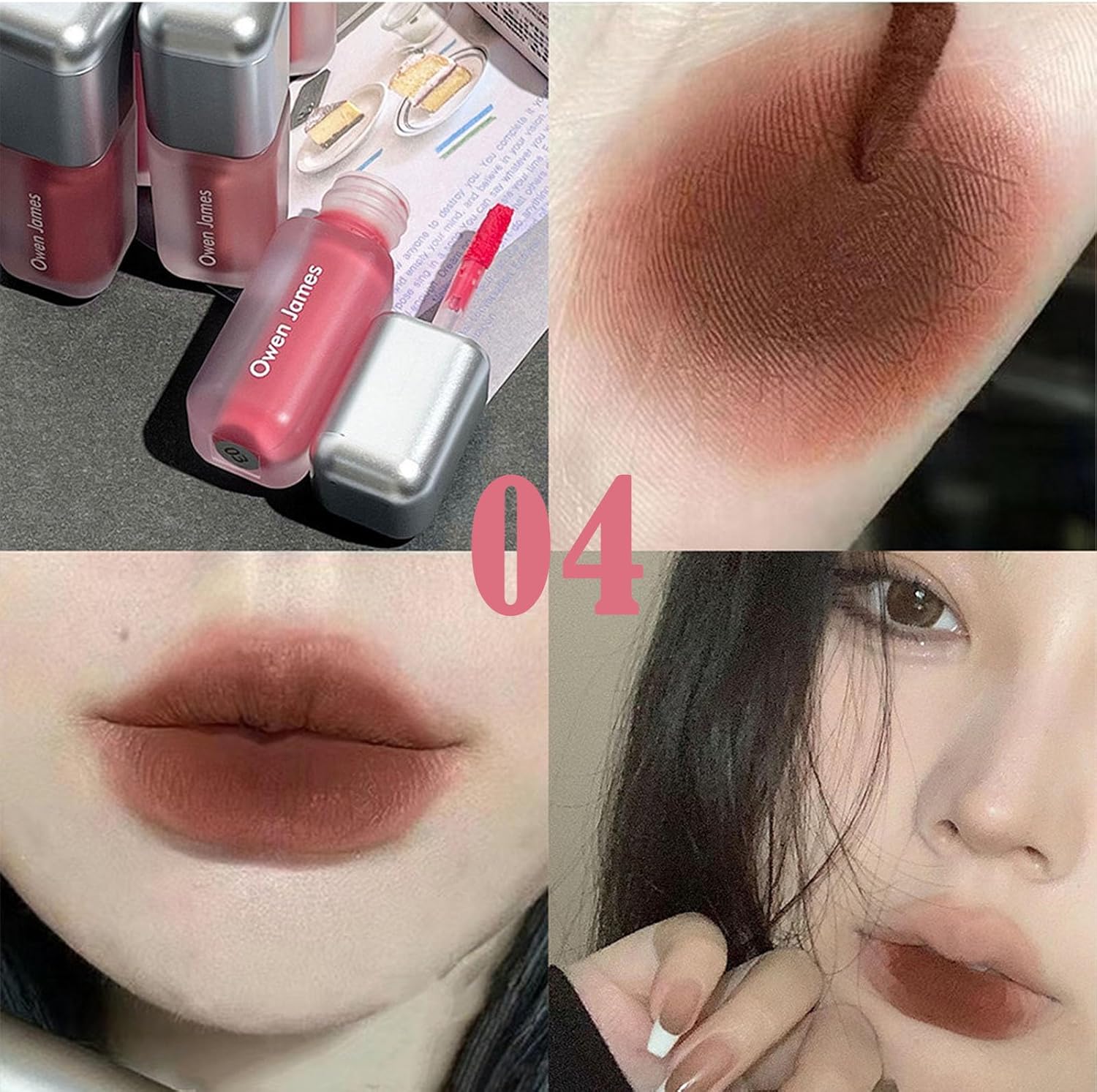 81n6SZPBeyL._AC_SL1500_.jpg احمر شفاه مات مبيض غير سائل من سيتوفيلي، احمر شفاه سائل مخملي غير لامع، مقاوم للماء ويدوم طويلا، ملمع شفاه غير لاصق، مكياج شفاه لطيف للبنات - 4 قطع - الصورة 5