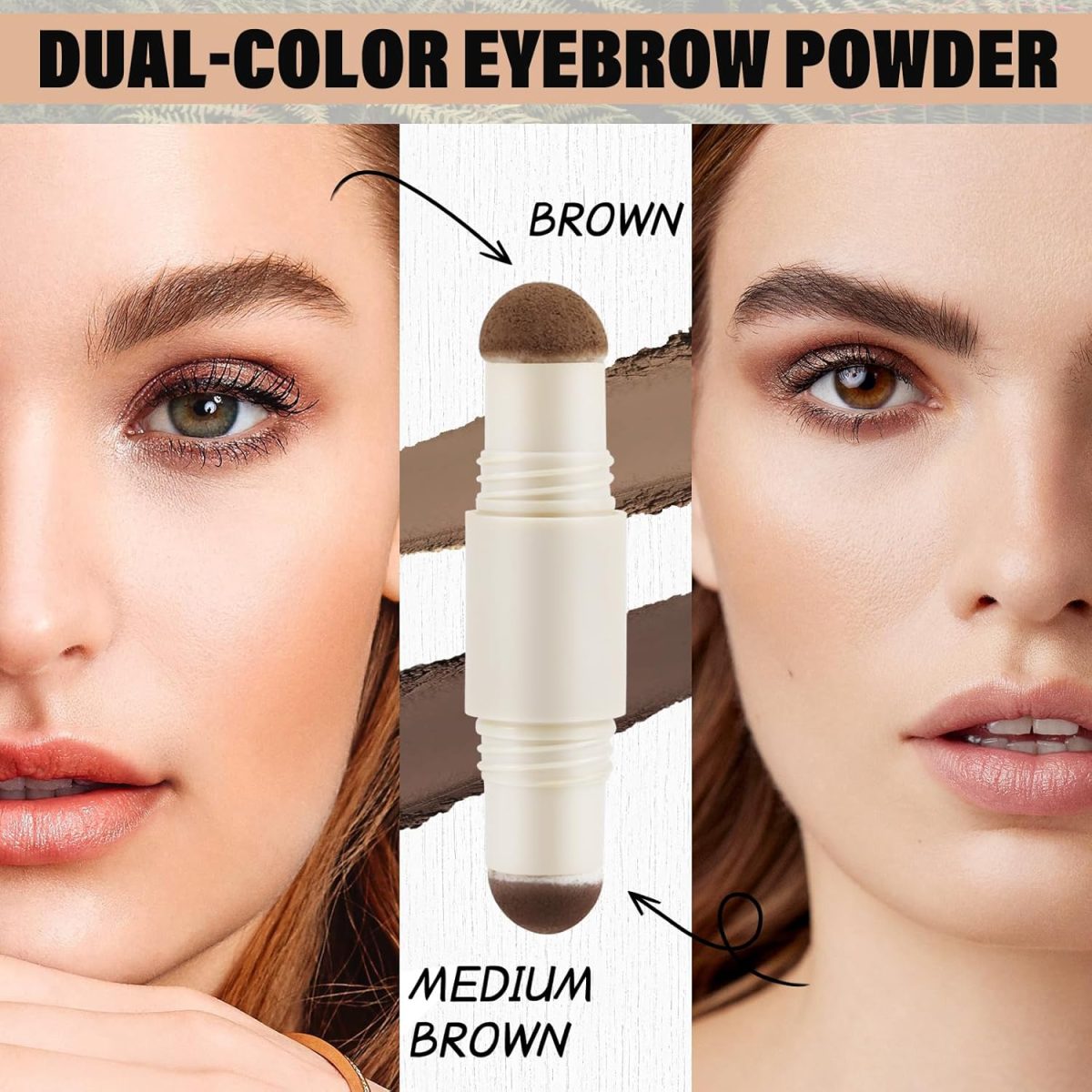 ⁦Dual-Color Eyebrow Powder, One Step Eyebrow Stamp-Brow Powder & Hairline Powder, All-day Wear Effortlessly, Waterproof & Smudge-proof⁩ - الصورة ⁦4⁩