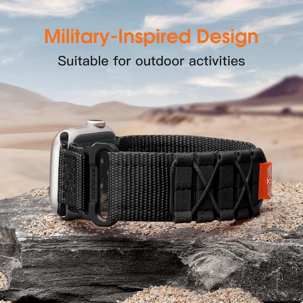⁦Bandletic R-Nylon Band Compatible with Apple Watch Bands 44mm 45mm 49mm 42mm for Men, Rugged Tactical Militray Sport Loop Strap for iWatch Band Ultra 2 SE Series 9 8 7 6 5 4 3 2 1⁩ - الصورة ⁦7⁩