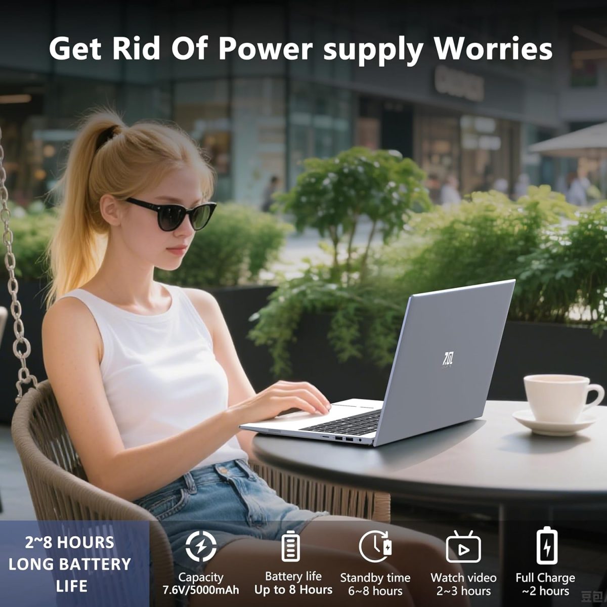 ⁦ZOLWAYTAC Gaming Laptop,15.6" FHD IPS 1920x1080(180° Viewing Angle),N100 CPU up to 3.2GHz,16GB DDR4+512GB SSD, WiFi &BT, USB 3.2 x3,Supports Type-C Charging,Aluminum Laptop Computer, Space Gray⁩ - الصورة ⁦7⁩