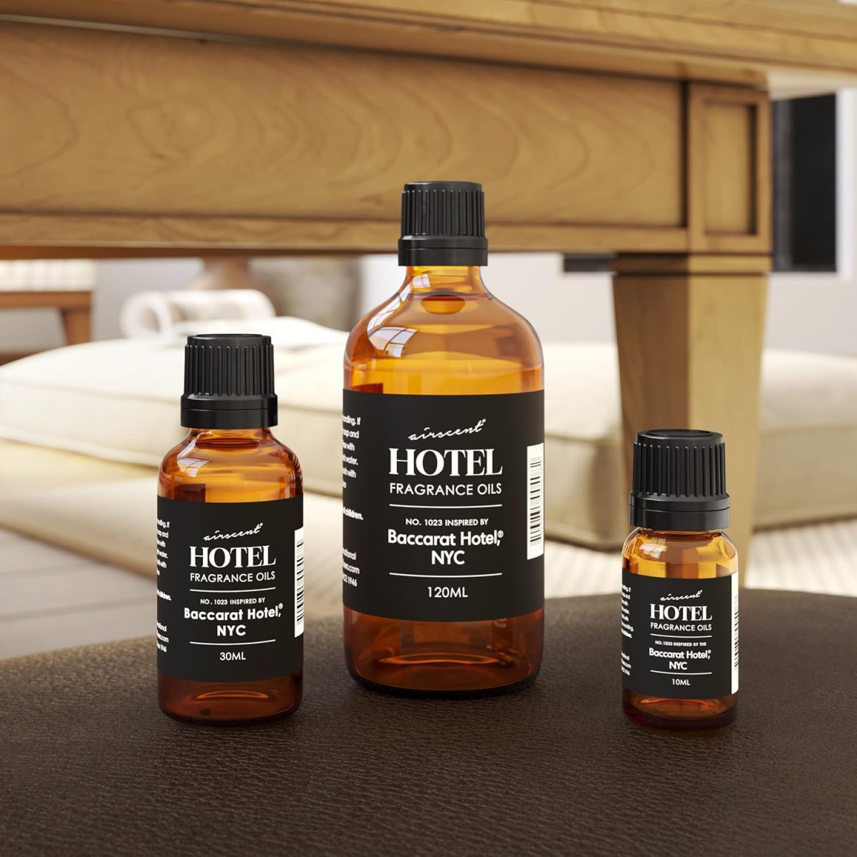 ⁦AirScent Hotel Diffuser Oil No. 1023 Inspired by The Baccarat Hotel Scent - Love Affair Fragrance Oil for Ultrasonic and Waterless Diffusers and Crafting - 10 mL, 0.34 fl oz Glass Bottle with Dropper⁩ - الصورة ⁦3⁩