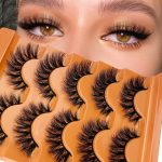 Hushlibaby Faux Mink Lashes Fluffy 3D False Eyelashes 18mm Wispy Volume Lashes that Look Like Extensions 5 Pairs Strip Lashes by FOINEMYED