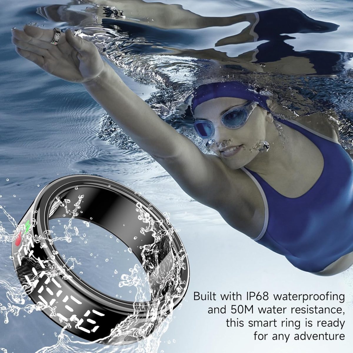 ⁦YelaJoy Smart Ring, Waterproof Health Tracker, 19MM Fitness Tracker Ring with Heart Rate Monitor,Sleep Tracker,Step Counter,Gesture Control, Compatible with IOS, Android, Black⁩ - الصورة ⁦6⁩